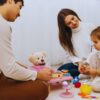 Child playing safely with age-appropriate, non-toxic toys.
